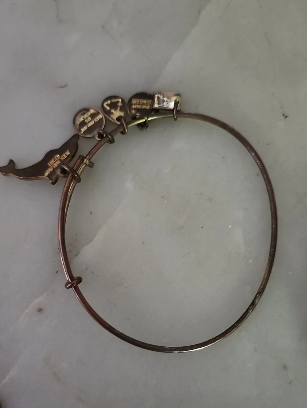 Alex and Ani Turquoise Beaded Bangle, Dolphin Charm Bangle, & Gold Tone Bangle